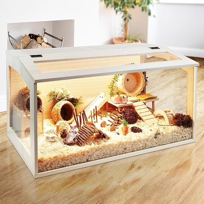 Prolee Hamster Cage Chew Proof, Mice and Rat Habitat Openable Top with Acrylic Sheets, Hamster Habitat Solid Built (24”L x 16" W x 16" H)-Mewly Pet
