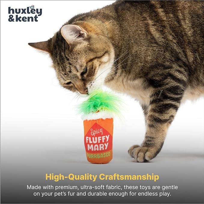 Huxley & Kent Plush Cat Toy - Interactive Catnip Toy for Cats & Kittens - Soft Kitty Toys with Crinkle & Catnip - Fun Indoor Play - Fluffy Mary-Mewly Pet