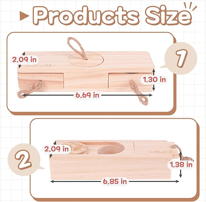 Interactive Wooden Pet Sniff n' Snack Rabbit Chew Toys - Chinchilla & Rabbit Enrichment Toys for Boredom (2 Set)-Mewly Pet