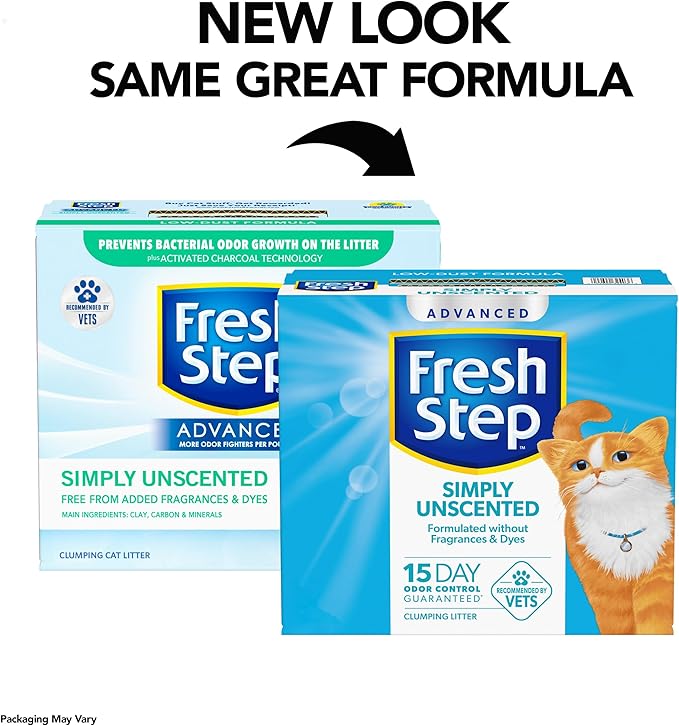 Fresh Step Advanced Simply Unscented Clumping Litter, Fresh Step Unscented Cat Litter Fights Odor on Contact, 37 lbs. (2 x 18.5 lb. Box)-Mewly Pet
