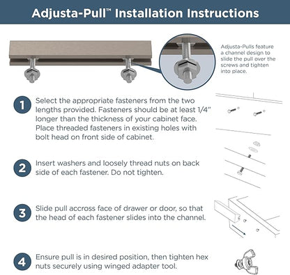 Franklin Brass Adjusta-Pull (5-Pack) Adjustable Drawer Pulls | Fits 1 to 4 Inch Hole Centers | Satin Nickel Cabinet Handles| Modern Arch P43970K-SNM-CP
