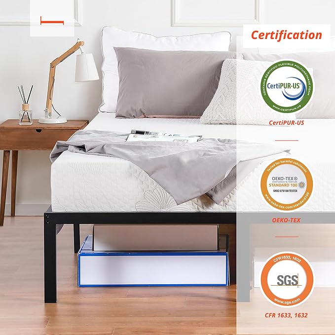 PrimaSleep Full Mattress, 9 Inch Gel Memory Foam Mattress, Gel Infused for Comfort and Pressure Relief, CertiPUR-US Certified, Bed-in-a-Box, Medium Firm, Full Size