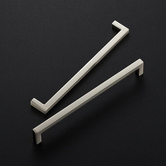 Ravinte 15 Pack Solid 7-1/2 Inch Center to Center Slim Square Bar Drawer Handles - Kitchen Cabinet Hardware Brushed Nickel Pulls