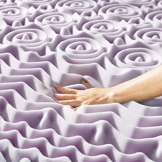 Mellow 3 Inch 5-Zone Memory Foam Mattress Topper, Soothing Lavender Infusion, Dorm Essentials, King