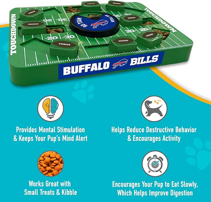 Pets First NFL Buffalo Bills Large Puzzle Toy, Dog Puzzle Treat Toy, New Large Size, Interactive Dog Treat Toy, Dog Slow Feeding Toy-Mewly Pet