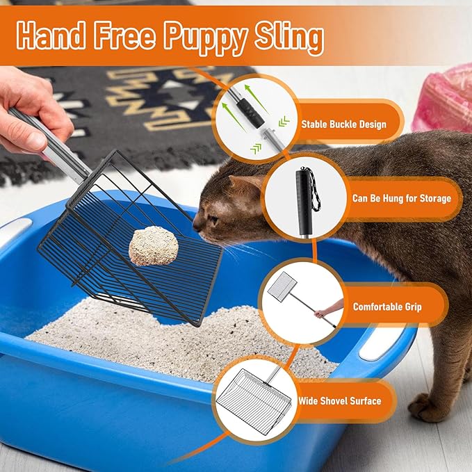 Chicken Coop Pooper Scooper, 36" to 67" Stainless Steel Long Handle Cat Litter Scoop, 5 Segment Extendable Dog Poop Scooper Long Handle, Pet Pooper Scooper for Chicken Dog Cat Manure Rabbit Manure-Mewly Pet