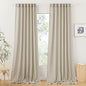 RYB HOME Semi Sheer Curtains 120 inches Long, Faux-Linen Privacy Sheer Drapes Look Classy Window Decor for Balcony Living Room Dining Room, 52 inch Width x 120 inch Length, Beige, 2 Panels Set