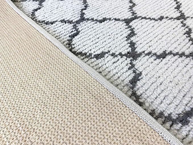 Custom Size Modern Runner Rug Carpet for Hallway Entryway Foyer Kitchen, Slip Resistant Latex Rubber Backed 31 inch Wide X Customized Length, Trellis Grey, 31 inch X 20 feet