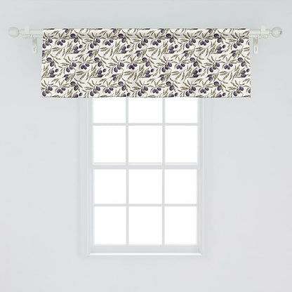 Ambesonne Olive Window Valance, Digitally Generated Hand Drawn Style Botanical Blossoms, Curtain Valance for Kitchen Bedroom Decor with Rod Pocket, 54" X 18", Quartz Taupe