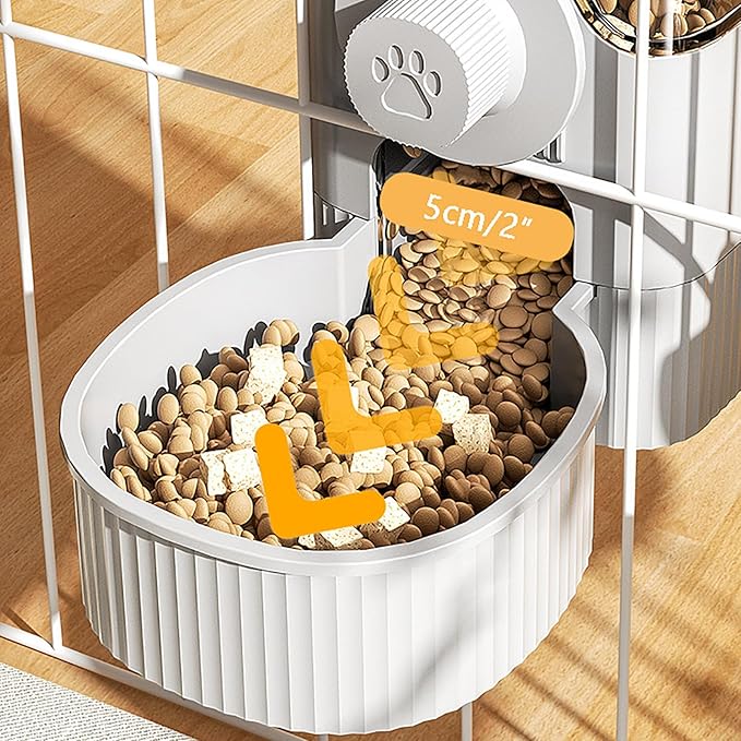 GKYZBB Hanging Automatic Food Water Dispenser,Rabbit Feeder Guinea Pig Water Bottle Food Feeder for Ferret Guinea Pig Rabbit Bunny Cage Accessories (Grey, 520ml+1200ml)-Mewly Pet