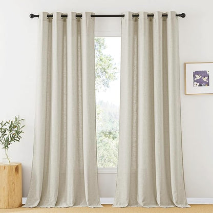 RYB HOME Angora Semi Sheer Curtains 90 inches Long, Grommet Easy Sliding Light Filtering Half Privacy Window Curtains & Drapes for Bedroom Living Room Farmhouse, W 52 x L 90 inches, 2 Pcs