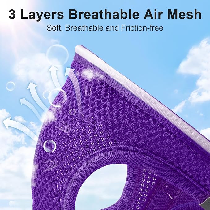 Light Up Dog Harness,Rechargeable LED Dog Harness for Small Medium Large Dogs,Reflective Lighted Safety Vest for Night Walking & Camping,Lightweight & Adjustable,Purple,S-Mewly Pet