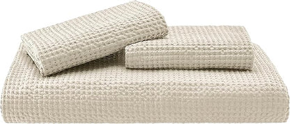Bedsure Cotton Duvet Cover Set - 100% Cotton Waffle Weave Beige Duvet Cover Oversized King Size, GentleSoft™ and Breathable Bedding Set for All Season, 3 Pieces, 120"x98"
