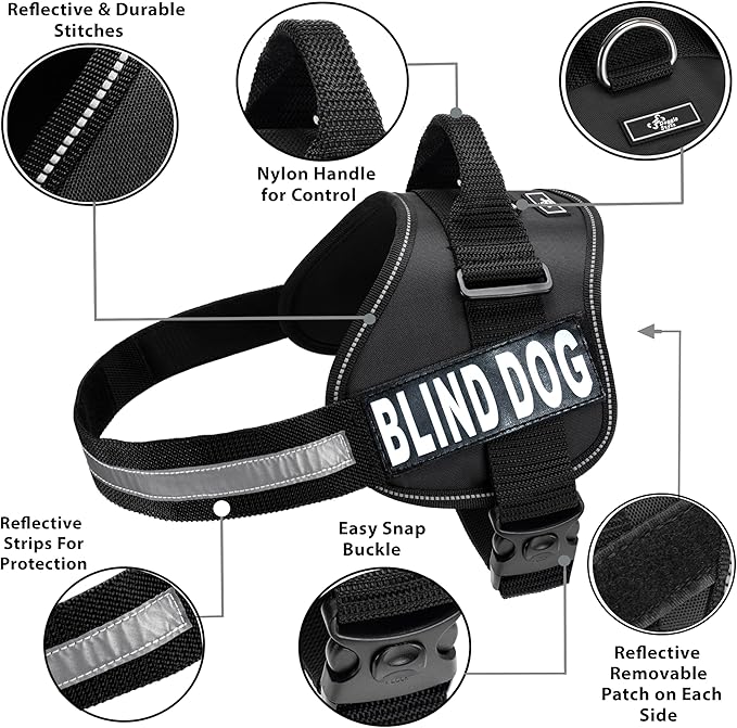 Doggie Stylz Blind Dog Harness No Pull No Escape Dog Vest for Blind Dogs Adjustable Vest with Handle Blind Dog Accessories and Patches for Training and Mobility-Mewly Pet