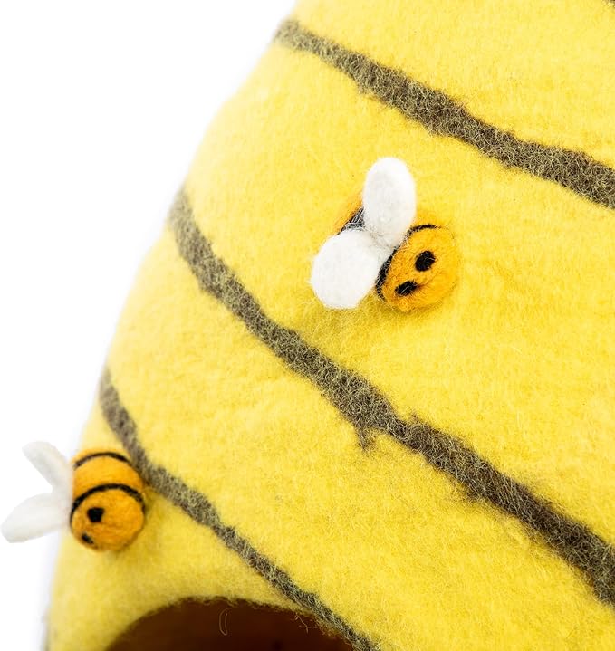 Luxurious Eco-Friendly Merino Wool Cat Cave Bed Beehive - Foldable Hideaway Pod for Indoor Cats - Premium Felt Kitten Beds - Covered Cat House for Ultimate Cozy Comfort by Woolygon-Mewly Pet