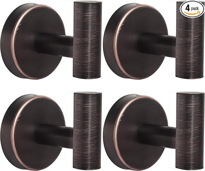 Bathroom Robe Towel Hooks Coat Wall Hook Stainless Steel Heavy Duty Door Hanger Clothes Cabinet Closet Sponges Hook for Bathroom Bedroom Kitchen Hotel Pool 4 Packs (Oil Rubbed Bronze)