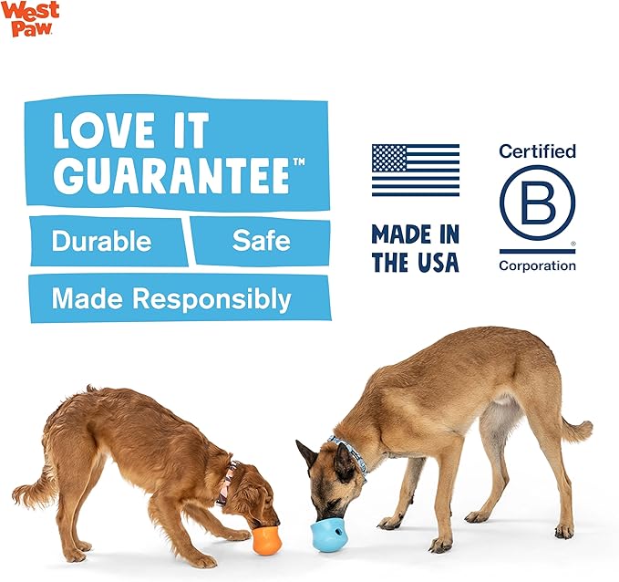 WEST PAW Zogoflex Limited Edition Toppl Treat Dispensing Dog Toy Puzzle – Interactive Chew Toys for Dogs – Dog Toy for Moderate Chewers, Fetch, Catch – Holds Kibble, Treats, Small 3", Periwinkle-Mewly Pet