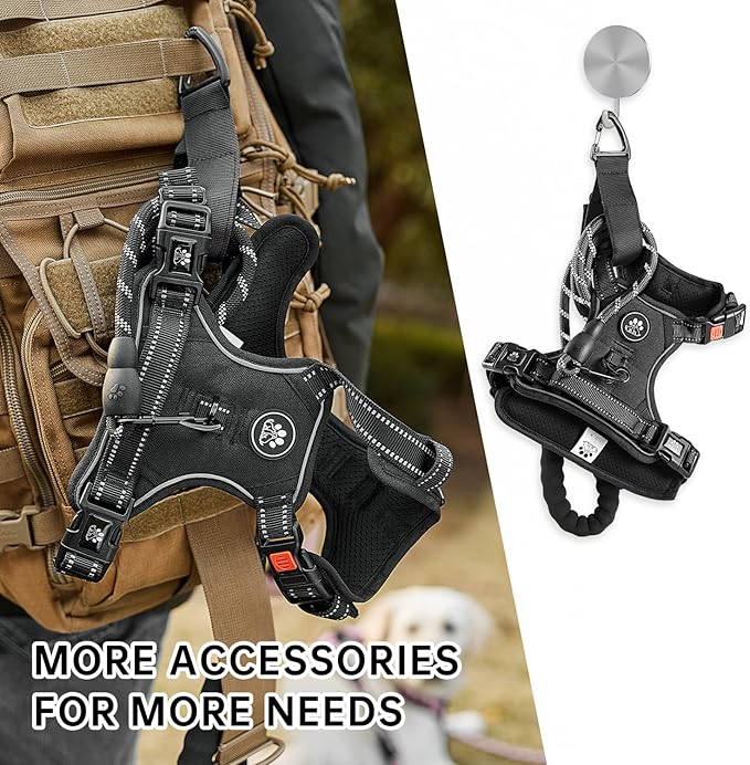 NESTROAD No Pull Dog Harness,Adjustable Oxford Dog Vest Harness with Leash,Reflective No-Choke Pet Harness with Easy Control Soft Handle for Large Dogs(X-Large,Black)-Mewly Pet