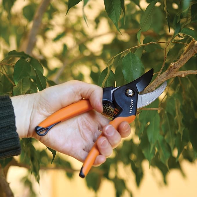 Fiskars Bypass Pruning Shears, 5/8-Inch Cut Capacity SoftGrip Hand Pruner for Small Hands, Blade Stays Sharp Through Heavy Use with Rust Resistant, Low-Friction Coating-Mewly Pet