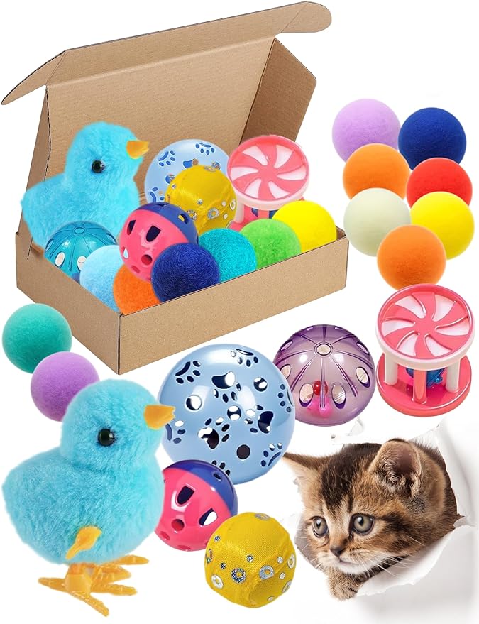 15-Pack Cat Toy Variety for Indoor Cats, Jumping for Joy (1.5'' - 3.7'', Cat Toys Mega Set)-Mewly Pet