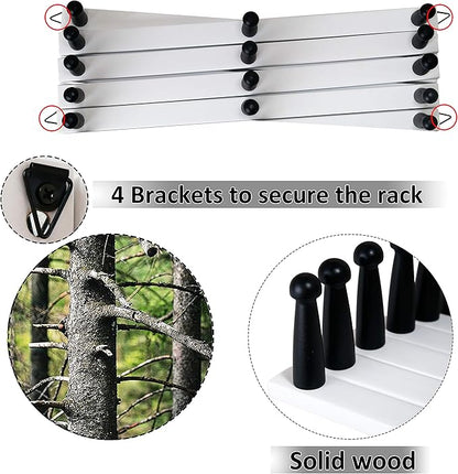 WEBI Accordion Wall Hanger,Expandable Wooden Hat Rack for Wall Mounted Coat Rack,Accordion Hat Hooks Holder for Baseball Caps,14 Peg Hooks,Black on White
