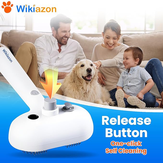 Pet Steam Brush For Cat & Dog - Pets Spray Hair Removal Comb - Cats Indoor Shedding & Grooming Mist Tool - Water Steamer Brushes for Long & Short Haired Dogs - Spritz Defur Comb (White Pro)-Mewly Pet