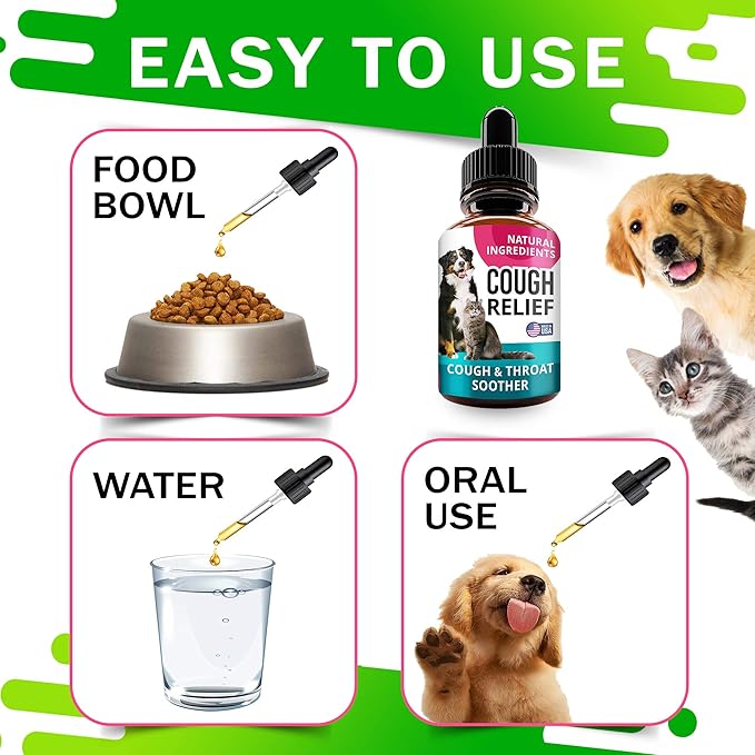 Kennel Cough Drops for Dogs and Cats - 2oz Pet Herbal Remedy - Throat Soother - Homeopathic Respiratory Support - Dry, Wet & Barky Pet Cough and Cat Asthma, Sinus Congestion Treatment - Made in USA-Mewly Pet