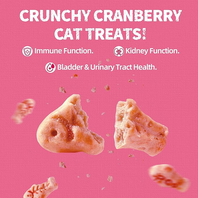 Just Try 13.4 OZ Urinary Tract Cat Treats for Indoor Cats Health Supplement Cranberry & D-Mannose for Kidney Bladder UT Support Salmon Flavor Crunchy Chews Cat Loves-Mewly Pet