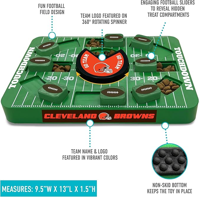 Pets First NFL Cleveland Browns Large Puzzle Toy, New Size, Interactive Dog Treat & Slow Feeding Toy-Mewly Pet