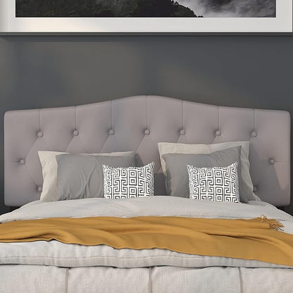 Flash Furniture Cambridge Tufted Upholstered Queen Size Headboard in Light Gray Fabric