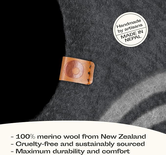 MEOWFIA Cat Cave – Premium Felt Cat Bed for Indoor Cats, Handmade 100% Merino Wool (Large, Dark Grey)-Mewly Pet