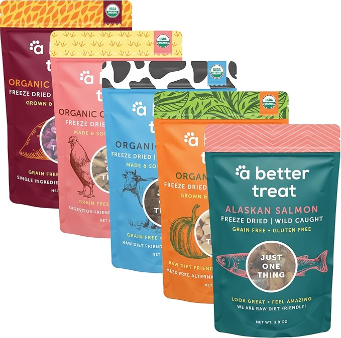 A Better Treat – Organic, Single Ingredient, Freeze Dried Pumpkin, Grass Fed & Finished Beef Liver, Chicken, Sweet Potato, Wild Salmon Dog Treats & Cat Treats | Natural Diabetic Friendly | Made in USA-Mewly Pet