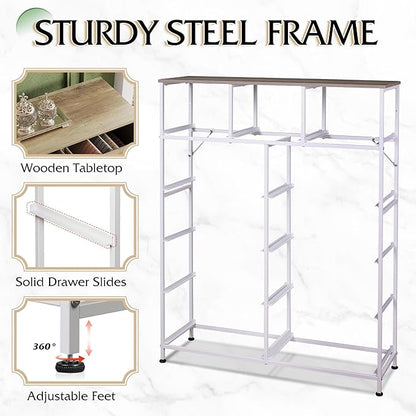 WLIVE Storage Organizer Unit with 11 Fabric Bins, Storage Drawers Organizer with Steel Frame, Tall Storage Tower Organizaton for Living Room, Hallway, Office, Greige