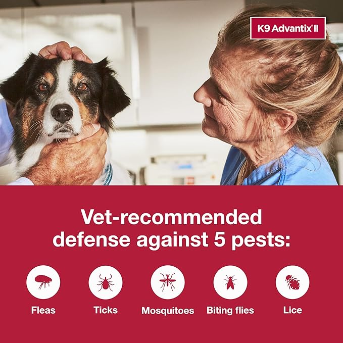 K9 Advantix II Large Dog Vet-Recommended Flea, Tick & Mosquito Treatment & Prevention | Dogs 21-55 lbs. | 1-Mo Supply-Mewly Pet