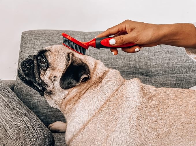 Tuff Pupper Round Bristle Soft Brush for Dogs and Cats | Gentle Grooming for Short or Long Hair | Soft Pin Tool for Sensitive Skin | Detangle & Remove Loose Fur | For Dematting & Detangling Undercoat-Mewly Pet