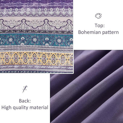 Cottolester Boho Comforter Set California King Size 8 Pieces,Violet Bohemian Striped Bed in a Bag, Paisley Soft Microfiber Bedding Comforter Set