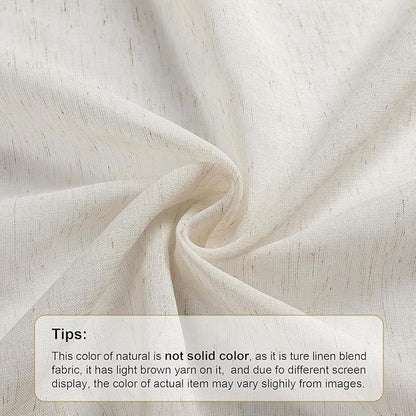 Aiyufeng Sheer Linen Curtains 84 Inches Long 2 Panels Set, Semi Transparent Voile Rod Pocket Linen Sheer Window Drapes for Bedroom Bed Canopy Dining Wedding Party Backdrop, 40W x 84L inch