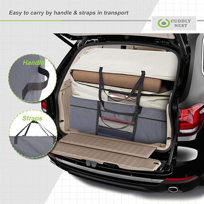 Cuddly Nest Folding Mattress Storage Bag - Heavy Duty Carry Case for Tri-Fold Guest Bed (Fits 6" Queen Mattress,Grey)