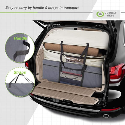 Cuddly Nest Folding Mattress Storage Bag - Heavy Duty Carry Case for Tri-Fold Guest Bed (Fits 4" Twin & Twin XL, Grey)