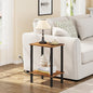 TUTOTAK End Table with Charging Station, Side Table with USB Ports and Outlets, Nightstand, 2-Tier Storage Shelf, Sofa Table for Small Space TB01BB040