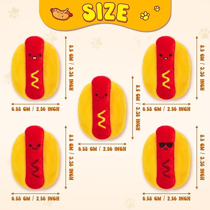 L1rabe Hot Dog Catnip Stuffed Toys - 5Pcs Fall Funny Hot Dog Cat Toys Indoor Yellow Interactive Pet Supplies, Kitten Chew Bite Tools Cat Lovers Gifts, Organic Eco-friendly Birthday Present for Kittens-Mewly Pet