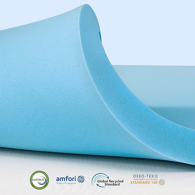 Subrtex Mattress Topper, Memory Foam Mattress Topper, Gel-Infused Memory Foam Topper for Side Stomach Sleepers, Breathable Bed Toppers (4 Inch, King)