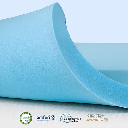 Subrtex Mattress Topper, Memory Foam Mattress Topper, Gel-Infused Memory Foam Topper for Side Stomach Sleepers, Breathable Bed Toppers (3 Inch, Full)