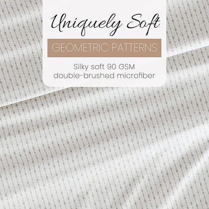 Linen Market Double-Brushed Patterned Microfiber California King Sheet Set 4 Piece – Oeko-TEX Certified Ultra Soft & Wrinkle-Free - 16" Deep Pocket Sheets Easy Care Cal-King Size - Beaded Arrows Gray