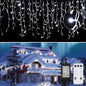 Brightown Icicle Lights Outdoor, 40Ft White Christmas Lights with 81 Drops and 432 LED Icicle Drops, Remote and Timer Controlled, Perfect for House Eaves and Wedding Decor, Pure White