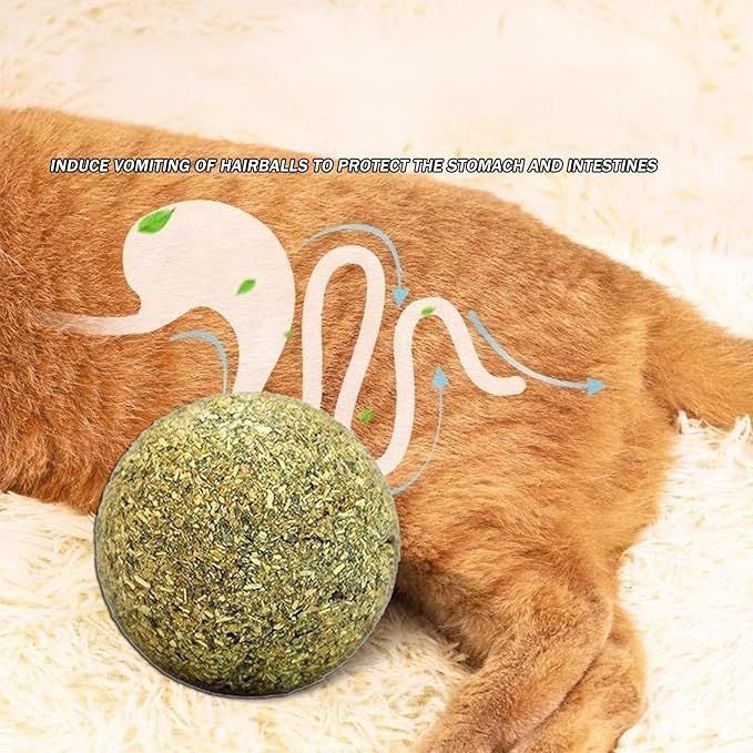 happylain 2 inches Diameter Catnip Ball - Catnip Balls for Cats, Interactive Cat Toy for Indoor Cats, Cat Nip Licking Balls-Mewly Pet