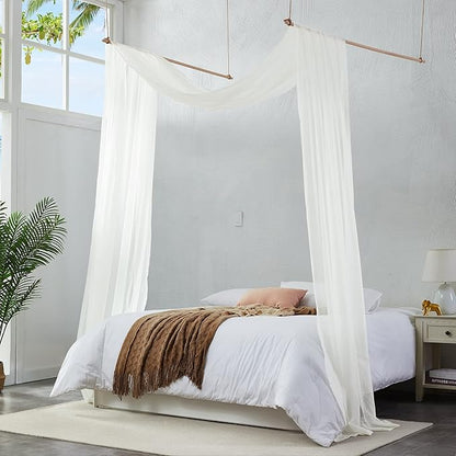 Warm Home Designs 30 Feet Long Sheer Light Beige Window Scarf. These XXL Length Valance Window Scarves 54 X 360 Inches in Size. Great as Bed Canopy or Wedding Arch Draping Fabric. AM Beige 360"