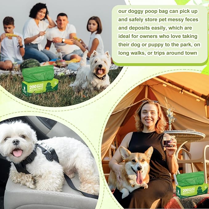 Harloon 6000 Counts Dog Poop Waste Bags 30 Rolls 12 x 8 Inches Extra Thick Strong Leak PET Proof Bags Disposable Bulk Universal Doggy Roll Waste Box for Puppy Outdoor Walking Travel(Deep Green)-Mewly Pet