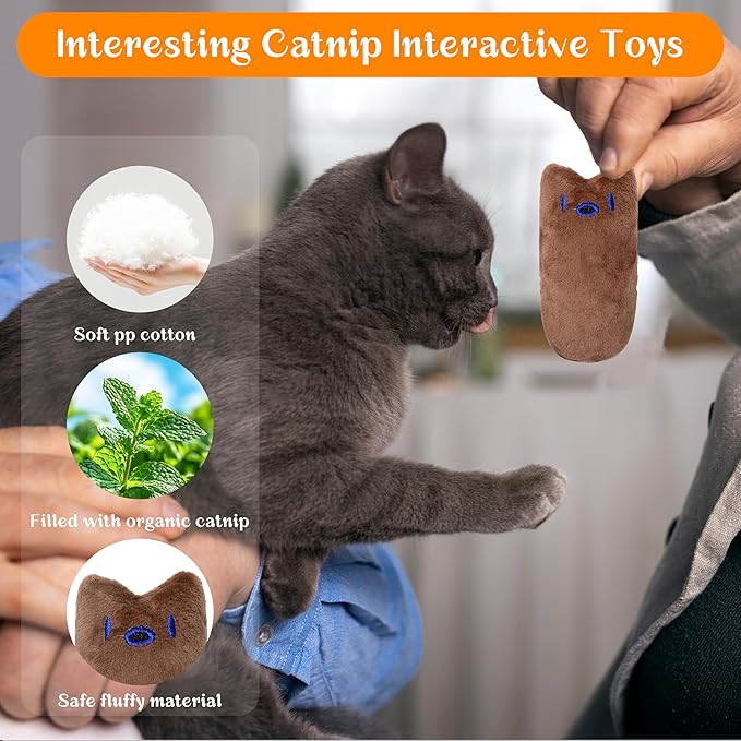 Cat Toys for Indoor Cats, 5Ps Cats Fetch Toys, Fluffy Toys for Playing, Interactive Kitten Toys, Kitty Chew Teething Toys, Cat Chew Toy for Kittens (Multi Color, 5 Pack)-Mewly Pet