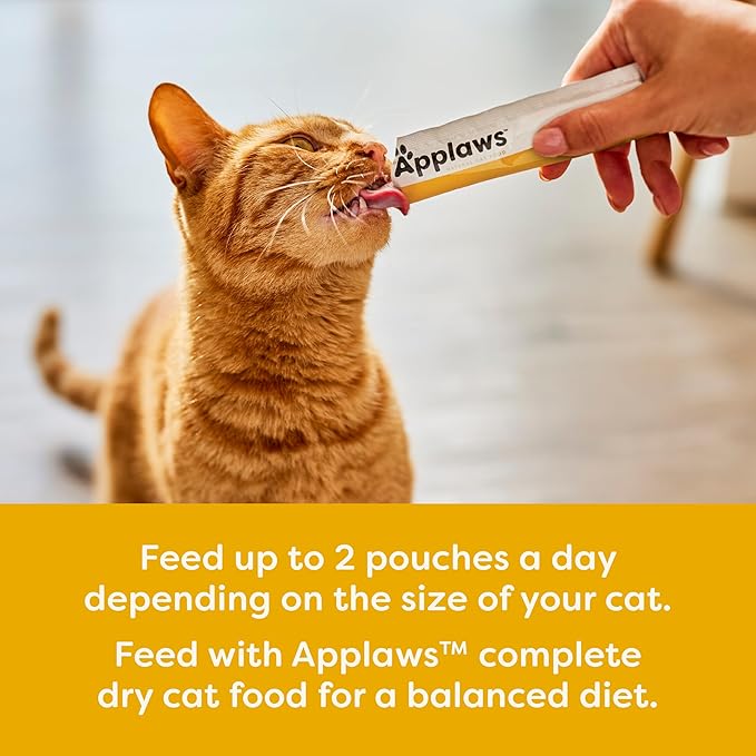 Applaws Lickable Cat Treats, Natural Grain-Free Purée, Limited Ingredient, Chicken Squeeze Up Cat Treats (60 x 0.5 oz Sachets)-Mewly Pet